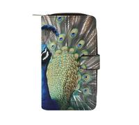 FekiLoot The Peacock Wallet Large Capacity Travel Double Fold Wallets Portable Zipper Leather Purse for Women Men