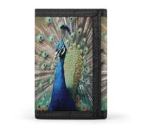 FekiLoot The Peacock Wallets Exquisite Trifold Wallet Front Pocket Wallet with Zipper Keychain Coin Purse Credit Card Holder for Adult