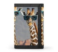 FekiLoot Three Giraffes Wearing Sunglasses Wallet Portable Tri Fold Wallet with Zipper Coin Purse for Women Credit Car