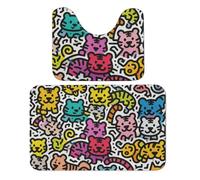 FekiLoot Tiger Graffiti Bath Rug Mat 2 Piece Set 19.7"x31.5" Super Absorbent Bathroom Rugs with U Shaped Contour Bathroom Mat Washable Bath Mats, Non-Slip Backing for Toilet Rug
