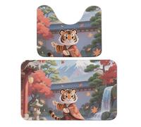 FekiLoot Tiger in Maple Yard Bath Rug Mat 2 Piece Set 19.7"x31.5" Super Absorbent Bathroom Rugs with U Shaped Contour Bathroom Mat Washable Bath Mats, Non-Slip Backing for Toilet Rug