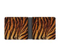 FekiLoot Tiger Striped Pattern Leather Wallet Mens Bifold Wallets Travel Cash Credit Card Holder Womens Minimalist Purse