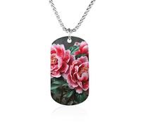 FekiLoot Titanium Steel Necklace Beautiful Peony Flower Memorial Pendant Necklace Jewelry Gift for Women Men Christmas