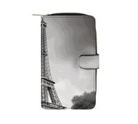 FekiLoot Tower Paris Wallet Large Capacity Travel Double Fold Wallets Portable Zipper Leather Purse for Women Men