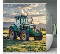 FekiLoot Tractor Agriculture Tranquil Shower Curtain Waterproof Fabric Shower Curtain Polyester Bath Curtains for Bathroom with Hooks Quick-Drying Magic Bathroom Curtains 70.8x70.8 Inch