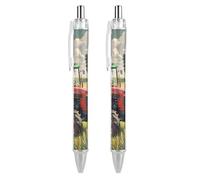 FekiLoot Tractor Theme Ballpoint Pens Retractable Black Ink Ballpoint Pens 0.5mm Medium Point Smooth Writing Pattern Pen with Super Soft Grip Cute Work Supplies for Men Women 2 PCS