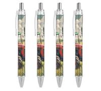 FekiLoot Tractor Theme Ballpoint Pens Retractable Black Ink Ballpoint Pens 0.5mm Medium Point Smooth Writing Pattern Pen with Super Soft Grip Cute Work Supplies for Men Women 4 PCS