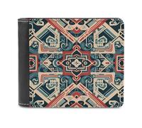 FekiLoot Traditional Ethnic Patterns PU Leather Wallet Bifold Wallet Front Pocket Wallets Fashion Purse Slim Billfold Credit Card Holder