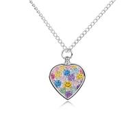 FekiLoot Transparent Glass Happy Face Urn Necklaces for Ashes Personalized Human Pet Cremation Jewelry Keepsake Locket Heart Pendant with Filling Kit Memorial Gift for Dog Cat Lover Women Men