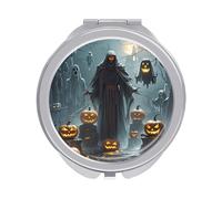 FekiLoot Travel Grim Reaper Makeup Mirror Foldable Cosmetic Mirrors with 1x/2x Magnifying Portable Mini Double-Sided Round Mirror for Purse Pocket Handbag Women Girl Gift