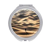 FekiLoot Travel Lonely Desert Makeup Mirror Foldable Cosmetic Mirrors with 1x/2x Magnifying Portable Mini Double-Sided Round Mirror for Purse Pocket Handbag Women Girl Gift