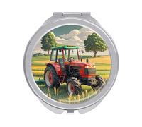 FekiLoot Travel Tractor Theme Makeup Mirror Foldable Cosmetic Mirrors with 1x/2x Magnifying Portable Mini Double-Sided Round Mirror for Purse Pocket Handbag Women Girl Gift