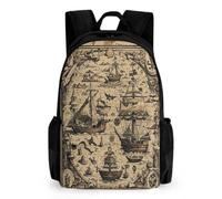 FekiLoot Treasure Map Maritime Pirate Backpack Daypack Travel Backpack