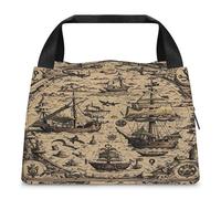 FekiLoot Treasure Map Maritime Pirate Insulated Lunch Box Lunch Bag