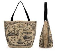FekiLoot Treasure Map Maritime Pirate Tote Bag Beach Bag Shopping Bags