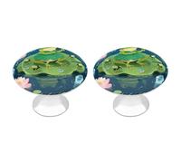 FekiLoot Tree Frog with Fireflies Cabinet Knobs Kitchen Cabinet Handles Round Closet Handles Stainless Steel Drawer Pulls for Closet Dresser Wardrobe Cupboard Furniture 2 Pack