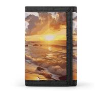 FekiLoot Tropical Beach at Sunset Trifold Wallet Slim Minimalist Front Pocket Men's Passcase Wallet Credit Card Holder