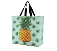 FekiLoot Tropical Fruit Pineapple Grocery Bag Reusable Grocery Bags Heavy Duty Reusable Shopping Bag with Handle Foldable Large Tote Bags for Shopping Groceries Clothes