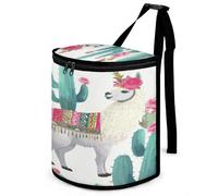 FekiLoot Tropical Llama Alpaca Cactus Flower Car Trash Can with Lid,Waterproof Automotive Garbage Can Leak Proof Car Trash Bag,Portable Auto Garbage Bag,Hanging Vehicle Trash Bin for Back/Front Seat