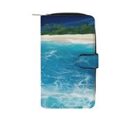 FekiLoot Tropical Ocean Beach Theme Wallet for Men Women Large Capacity Purse Clutch Bag Handbag Checkbook Cash Credit Cards