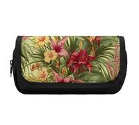 FekiLoot Tropical Palm Flower Pencil Case Office Pencil Box Large Capacity Pencil Box Pouch Holder Double Zipper Pencil Case Use to Organize Desktop And Plan Space Home Office