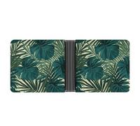 FekiLoot Tropical Palm Leaf Leather Wallet Double-Sided Different Images Bifold Wallet Ultra Strong Stitching Slim Wallets