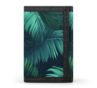FekiLoot Tropical Palm Leaves Wallet Compact Blocking Trifold Wallets with Zipper Minimalist Purse Wallet Credit Card Holder