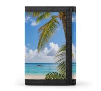 FekiLoot Tropical Palm Tree Hawaii Beach Wallet Men's Trifold Wallet Extra Capacity Credit Card Holder Cards Purse Front Pocket