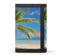 FekiLoot Tropical Palm Tree Men's Wallet Extra Capacity Trifold Wallet Thin & Stylish Trifold Card Holder with ID Window