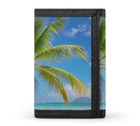 FekiLoot Tropical Palm Tree Trifold Wallet Slim Credit Card Holder Stylish Trifold Billfold Minimalist Front Pocket Friendly Purses