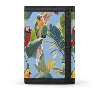 FekiLoot Tropical Plants And Parrots Trifold Wallet Slim Credit Card Holder Stylish Trifold Billfold Minimalist Front Pocket Friendly Purses