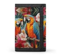 FekiLoot Tropical Plants And Parrots Trifold Wallet Slim Minimalist Front Pocket Men's Passcase Wallet Credit Card Holder