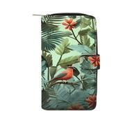 FekiLoot Tropical Plants Wallet Large Capacity Travel Double Fold Wallets Portable Zipper Leather Purse for Women Men