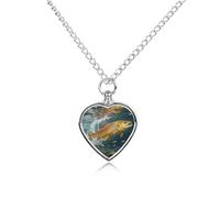 FekiLoot Trout in The Water Urn Necklaces for Ashes Personalized Human Pet Cremation Jewelry Keepsake Locket Heart Pendant with Filling Kit Memorial Gift for Dog Cat Lover Women Men