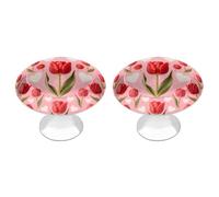 FekiLoot Tulip Heart Pattern Cabinet Knobs Kitchen Cabinet Handles Round Closet Handles Stainless Steel Drawer Pulls for Closet Dresser Wardrobe Cupboard Furniture 2 Pack