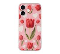 FekiLoot Tulip Heart Pattern for iPhone 17 Case Full Camera Protection TPU Slim Shockproof with Anti-Fingerprint Phone Cover