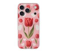 FekiLoot Tulip Heart Pattern for iPhone 17 Case Full Camera Protection TPU Slim Shockproof with Anti-Fingerprint Phone Cover