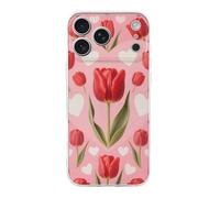 FekiLoot Tulip Heart Pattern for iPhone 17 Case Full Camera Protection TPU Slim Shockproof with Anti-Fingerprint Phone Cover