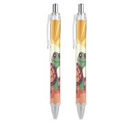 FekiLoot Turtle in The Sun Ballpoint Pens Retractable Black Ink Ballpoint Pens 0.5mm Medium Point Smooth Writing Pattern Pen with Super Soft Grip Cute Work Supplies for Men Women 2 PCS