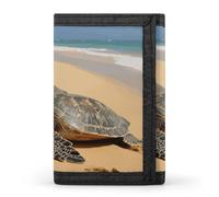 FekiLoot Turtles on The Beach Wallet for Men Slim Minimalist Trifold Wallet with ID Window And Credit Card Holder