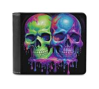 FekiLoot Two Colorful Skulls Wallet Fashionable Slim Leather Wallet with Multiple Card Slots And Hidden Compartments Wallets