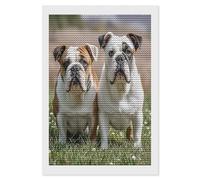 FekiLoot Two Cute Bulldog Dogs Diamond Art Kits for Adults Diamond Paintings Kits for Beginners DIY Full Drill Round Rhinestone Gem Art Crafts Paintings for Home Wall Decor