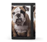 FekiLoot Two Cute Bulldog Dogs Wallet Compact Blocking Trifold Wallets with Zipper Minimalist Purse Wallet Credit Card Holder