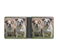 FekiLoot Two Cute Bulldog Dogs Wallet Slim PU Bifold Design Wallet with Multiple Card Slots Wallets Extra Capacity Pocket Wallets