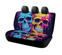 FekiLoot Two Different Skulls Car Back Seat Covers Waterproof Auto Bench Seat Cover Accessories for Dogs, Universal Auto Rear Seats Protector Comfort Backseat Car Covers for Cars, Vans, Trucks