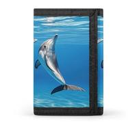 FekiLoot Two Dolphins Men's Wallet Extra Capacity Trifold Wallet Thin & Stylish Trifold Card Holder with ID Window