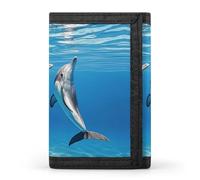 FekiLoot Two Dolphins Trifold Wallet Slim Credit Card Holder Stylish Trifold Billfold Minimalist Front Pocket Friendly Purses