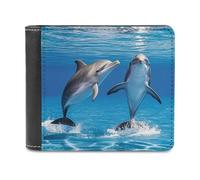 FekiLoot Two Dolphins Wallet Large Capacity Slim Bifold Wallet with Multiple Card Slots PU Leather Men Purse