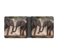 FekiLoot Two Elephants Playing Leather Wallet Mens Bifold Wallets Travel Cash Credit Card Holder Womens Minimalist Purse