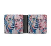 FekiLoot Two Faces Abstract Leather Wallet Double-Sided Different Images Bifold Wallet Ultra Strong Stitching Slim Wallets